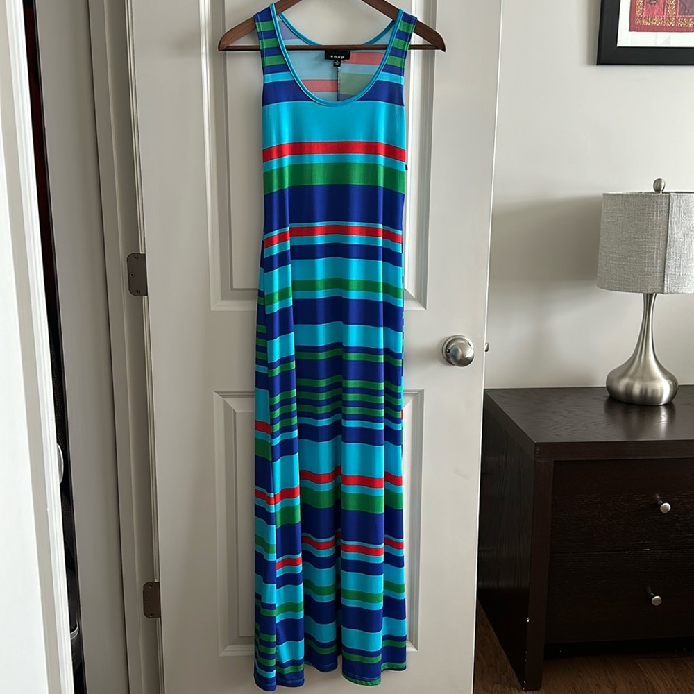 Multicolored striped maxi dress